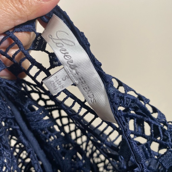 LOVERS + FRIENDS Cherish Navy Lace Rompers size S - Picture 8 of 9